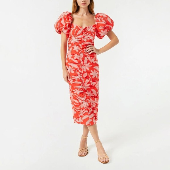 Rhode Tessa cotton poplin dress size 6 optical floral midi boho‎ luxe $495 - Picture 2 of 6